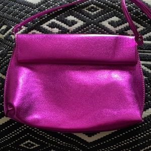 Metallic pink/ fuchsia shoulder/ cross body bag